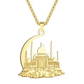 SC Wholesale Crescent Muslim Necklace Islamic Necklace Gold Plated PVD Stainless Steel Necklace for Men