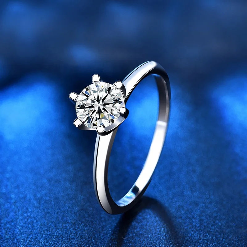 XJZ001 Moissanite Classic Engagement Rings for Women Silver 925 Jewelry Diamond Zircon Gemstone Ring Fine Jewelry Gifts