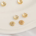 Bulk Bead Real Gold Plating Persistent Color Brass Hand Catenary Women's Jewelry Gold Eight Leaf Beadscaps