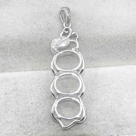 Sterling Silver 8*10mm Semi Mount Pendant Empty Frame Blank Support Setting S925 Base Holder Without Center Stone for DIY Inlay