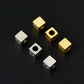 Fashion 4.5mm Large Hole Stainless Steel Square Spacer Beads PVD Gold Plated Engraved Love Heart Loose Beads for Jewelry Making