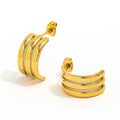 New Trendy Earring 18K Gold Plated Hollow Multi-layer Hoop Earrings Rope Stainless Steel Earrings Wholesale