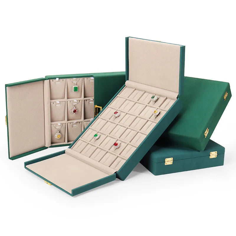 Luxury Portable Jewelry Display Necklace Ring Travel Organizer Box Wholesale Velvet Jewelry Pendant Display Boxes