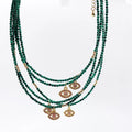 Green Quartz Trendy Small Beaded Fashion Jewellery Layered Chocker Necklace 18k Gold Plated Lucky Eye Charms