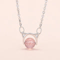 S925 Sterling Silver Bead Strawberry Crystal Gemstone Necklace Female Pink Choker Necklace Fashion Jewelry Necklaces for Women