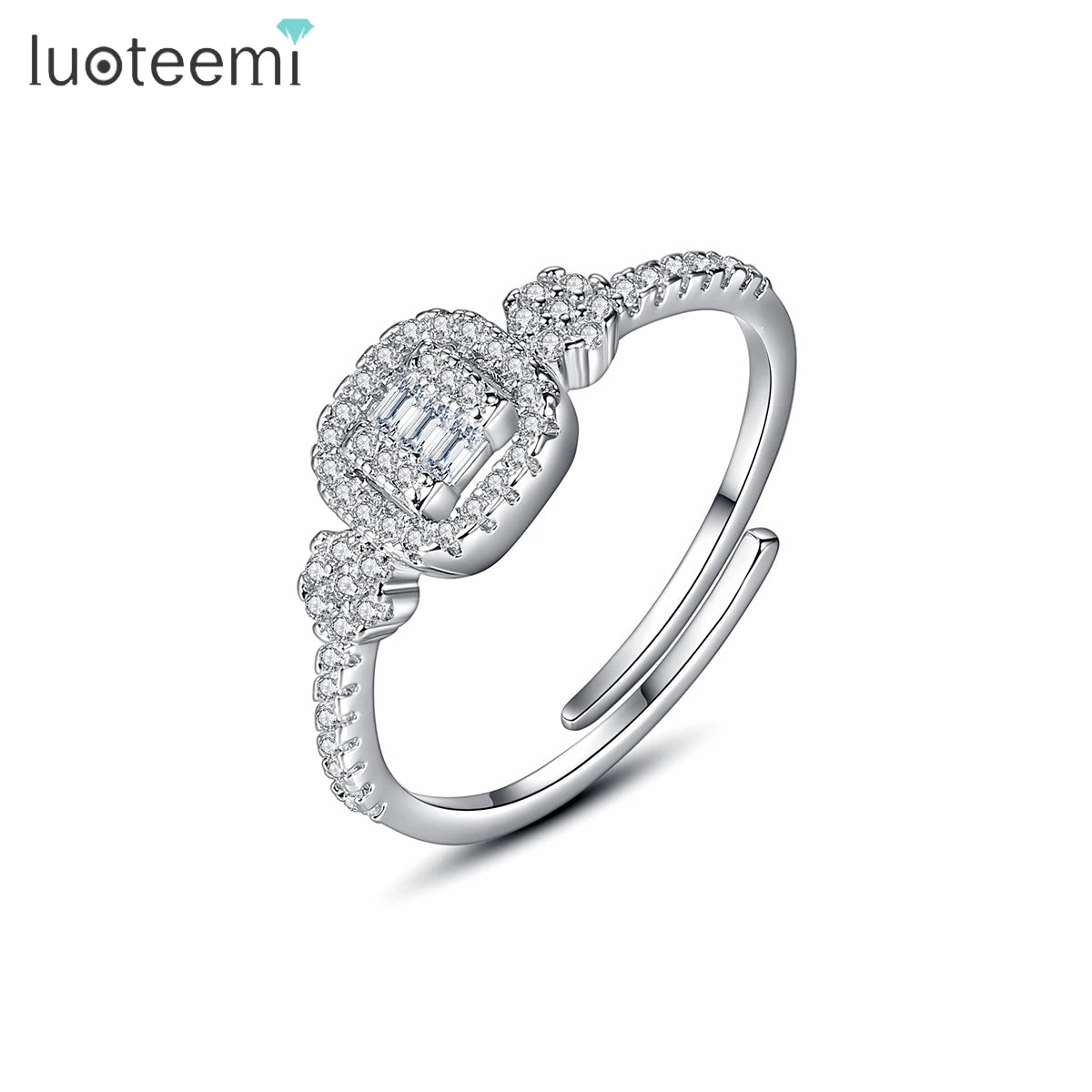 LUOTEEMI Trendy Woman Lady Wedding Hawaiian Bridal Band Zirconia Married Finger Ring for Girl