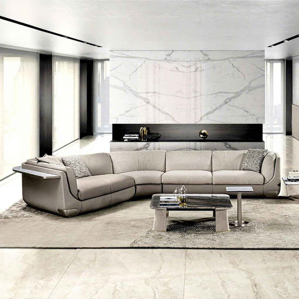 Gray Modular Sectional L-shaped Couch Sofa Set Leather Shape Sofa Living Room Home Sofa