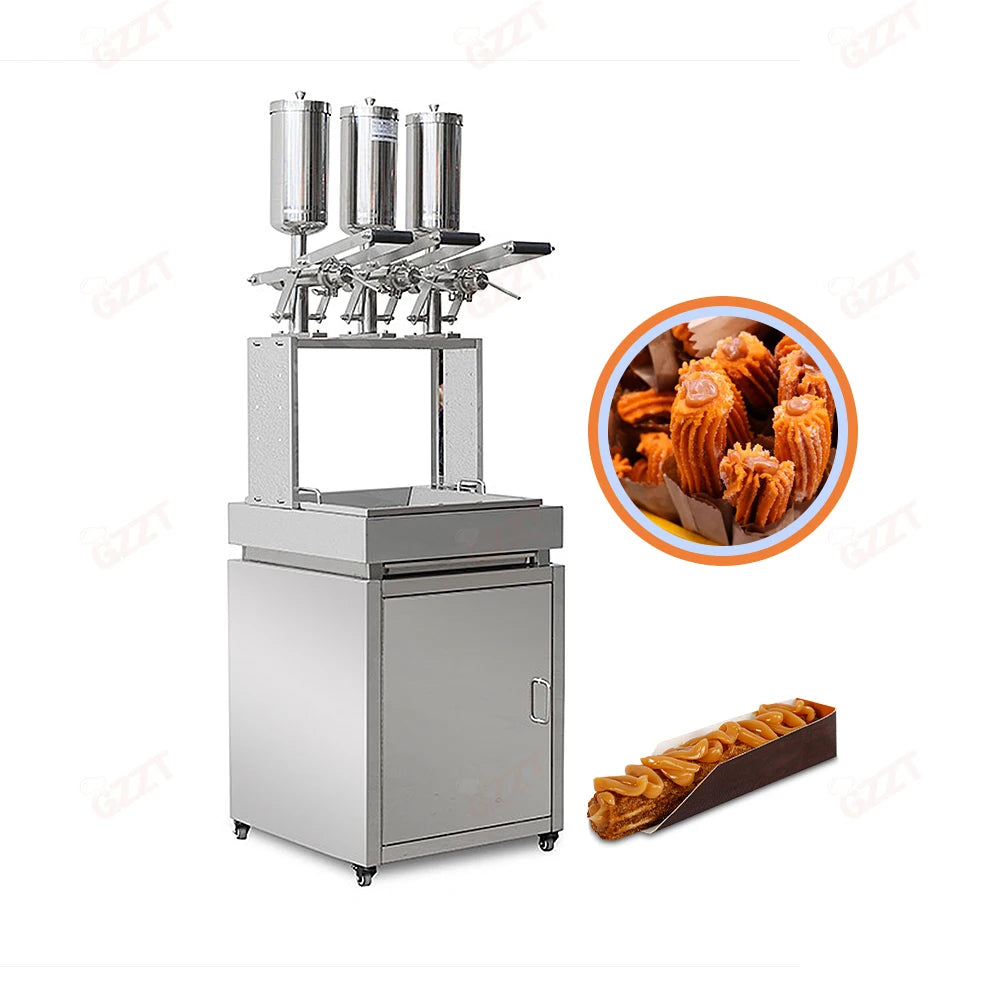 Good Quality Spanish Churro Jam Stuffing Machine Filling Chocolate Cream Donut Cake Burger Machine for 3 Different Jams