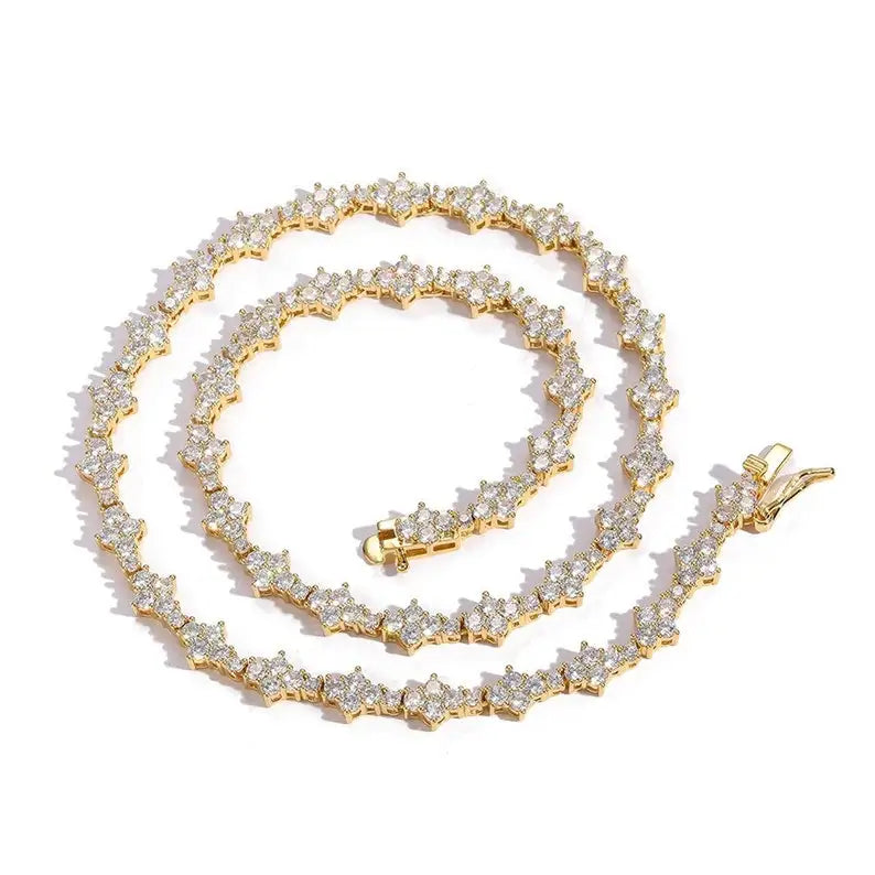 DUYIZHAO 3MM Tennis Chain Honeycomb Design CZ Necklace Hip Hop Punk Jewelry High Quality Choker Necklace for Anniversary Gift