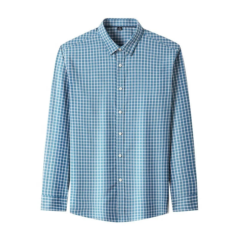 New Arrival Spring Fall Non-Iron Long Sleeves Casual Plaid Formal Business Wear Dad's Casual Wear Men's Work Plaid Shirt