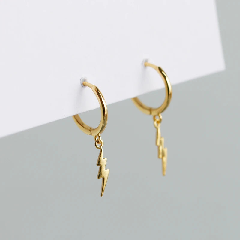 Fashion Dropshipping 925 Sterling Silver Flash Lighting Shape Plain Silver Hoop Earrings for Women Jewelry