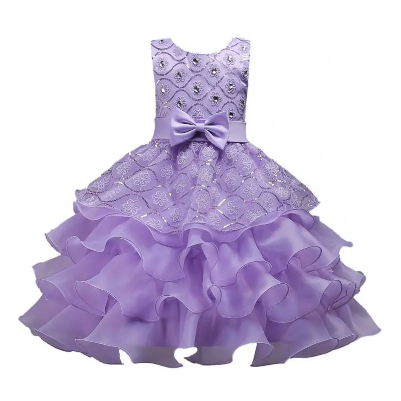 European Style Children's Princess Wedding Dress  Fluffy Cake Rose Kid Prom Dresses Graduation Big Girl Dresses for 10 Years Old