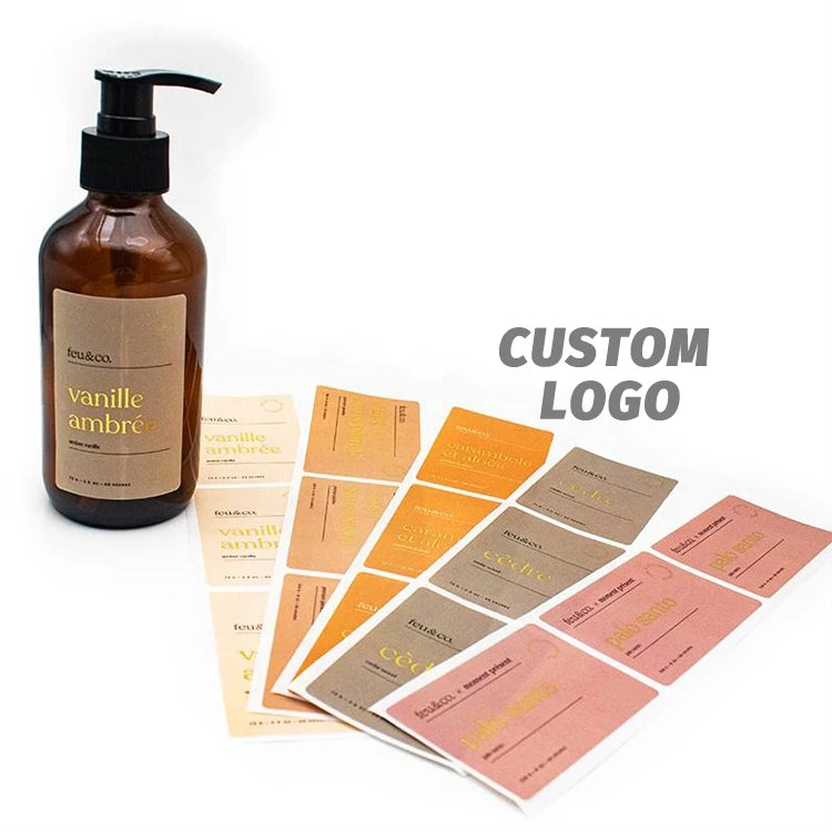 Custom Printed Labels for Bottles Gold Foil Matt Waterproof Label Sticker Manufacturer Shampoo Bottle Labels