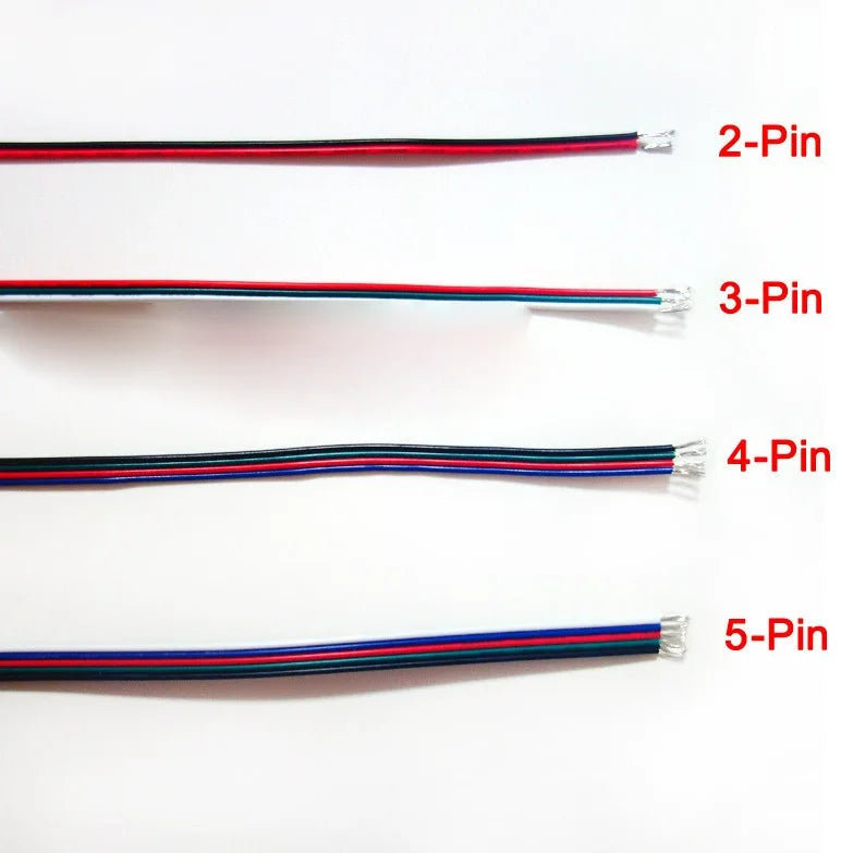 22 AWG 2Pin 3Pin 4Pin 5Pin 6Pin Electronic Cables Extension Wire Color Line for WS2812B 5050 3528 RGBW RGB CCT LED Strip Lights
