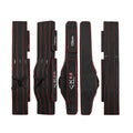Customizable Dual-Use Fishing Rod Backpack Bag Large Canvas Black Red Three-Layer Carrying System with My Logo