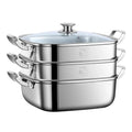 Square Steamer Household 316 Stainless Steel Thickened Three Steamer Drawer Multi-function Gas Induction Cooker Universal