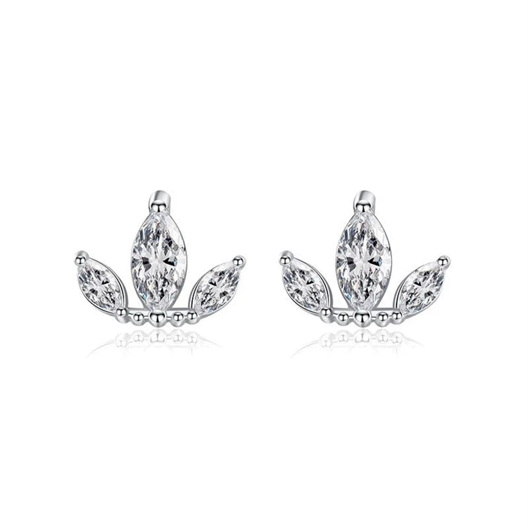 Fine Mini Jewelry 925 Sterling Silver Cute Tiny Crown Stud Earrings Women Fashion Zircon Earrings