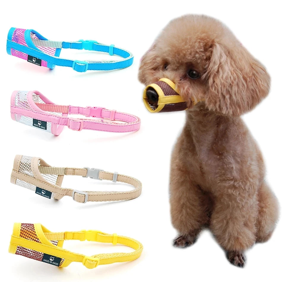 Dog Muzzle Puppy Small Medium Large Dog Leatherette Nylon Mesh Muzzle Pet Muzzle