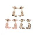Minimalist Long Hat Boots Earrings Rhinestone Stud Earrings Cowboy Boots Earrings for Women