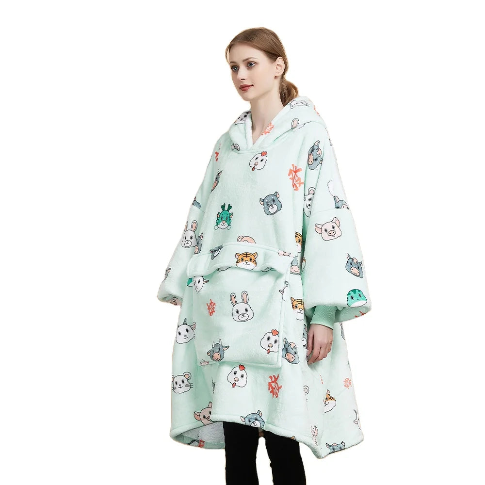 Custom New Tiger Stripes Poncho Liner Blanket Hoodie Pullover Hood Sweatshirt Woobie Hoodie Made in China