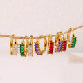 Colorful Shining Zircon Baguette Hoop Earring 18K Gold Plated Stainless Steel Earring Women