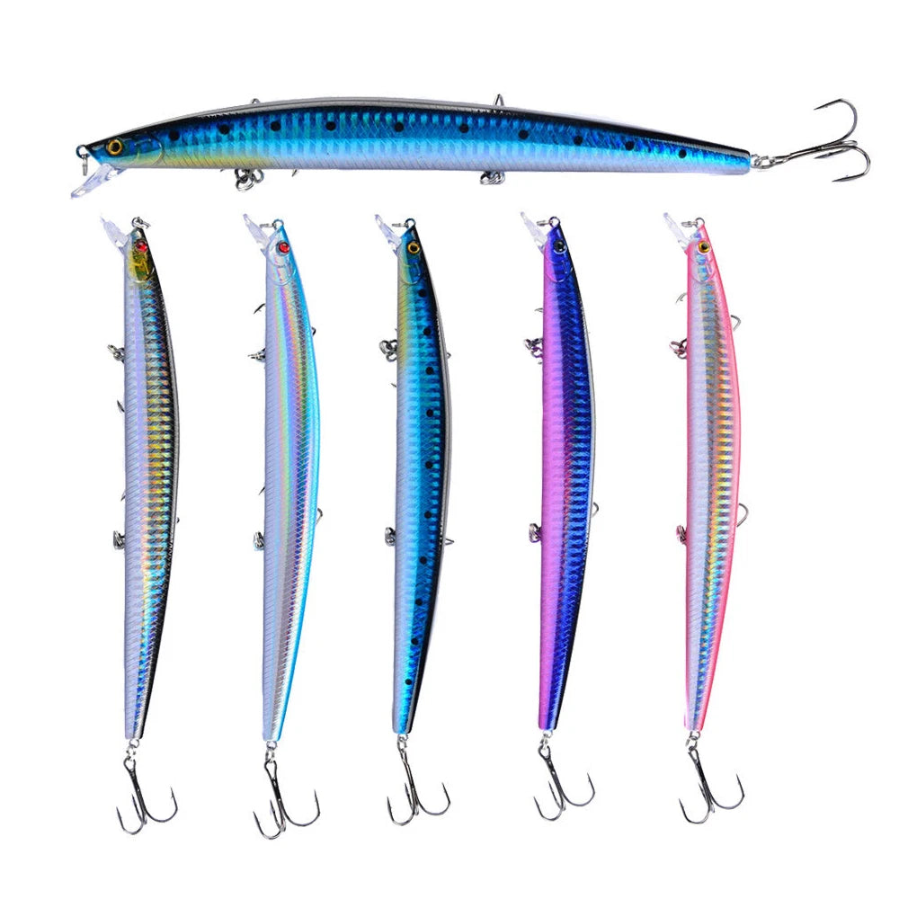 WEIHE Minnow Fishing Lure 18cm 24g Hard Wobblers Crankbait 3D Eyes Bait Artificial Trout Pike Carp Fishing