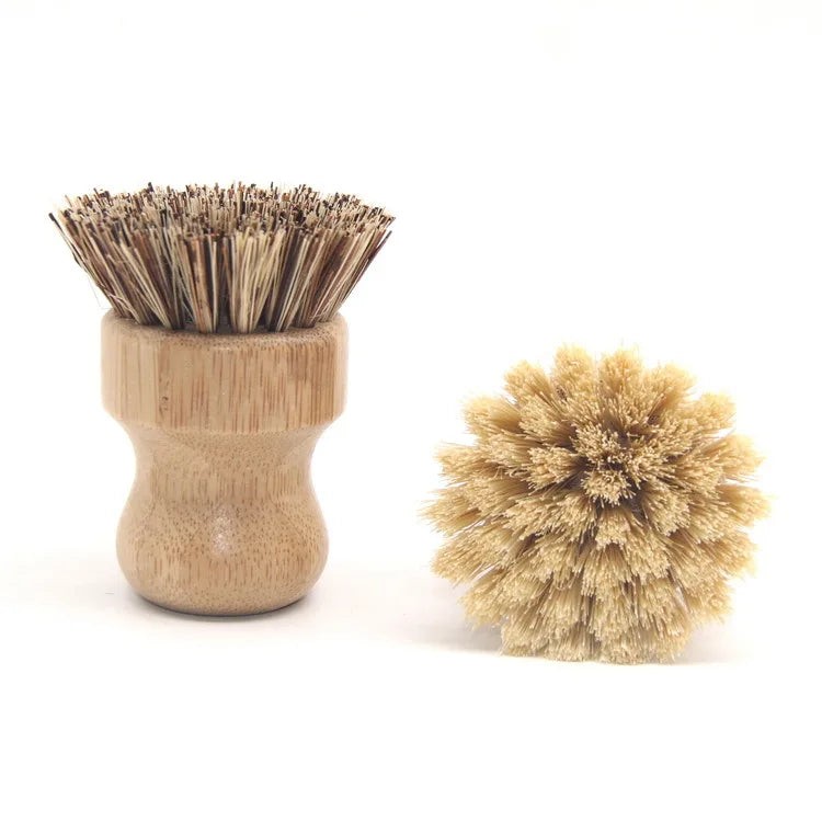 OEM Eco-Friendly Handheld Bamboo Sisal Fiber Dish Brush with Wooden Handle for Kitchen Scrubber and Cleaning Set