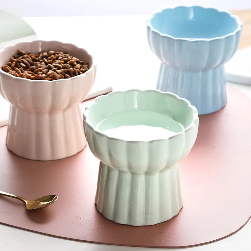 Hot Sale Flower Shape Ceramic Pet Water Food Bowl Feeder Dog Cat Bowls