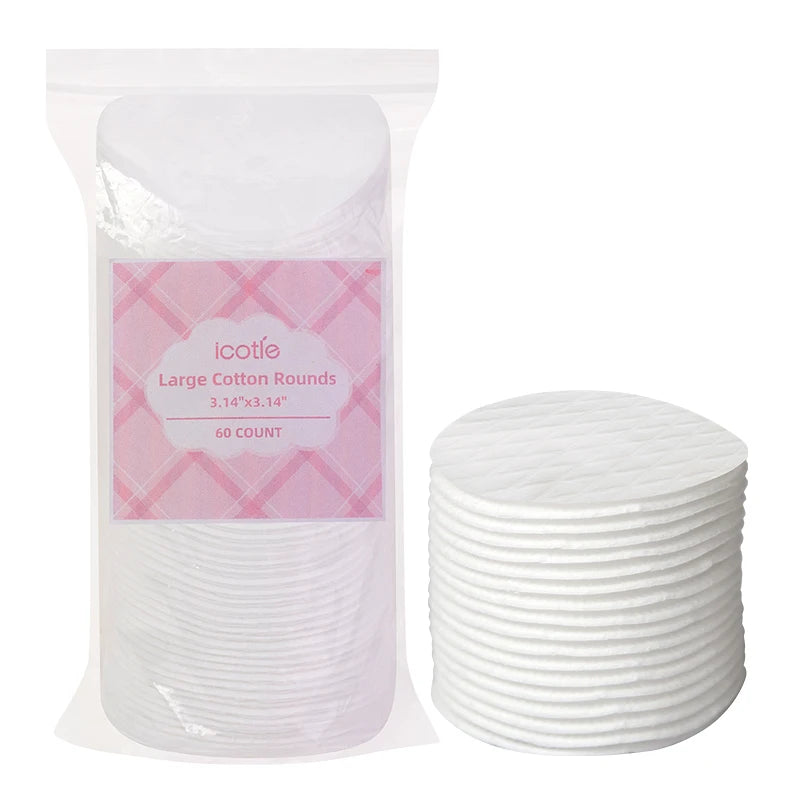 Premium Cotton Rounds for Face (80 Count) - Makeup Remover Pads Hypoallergenic Lint-Free | 100% Pure Cotton
