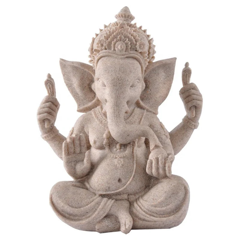 Resin Crafts Southeast Asia Indian Style Elephant Sculpture Ganesha Buddha Statue Home Decoration Resemble Sandstone Color