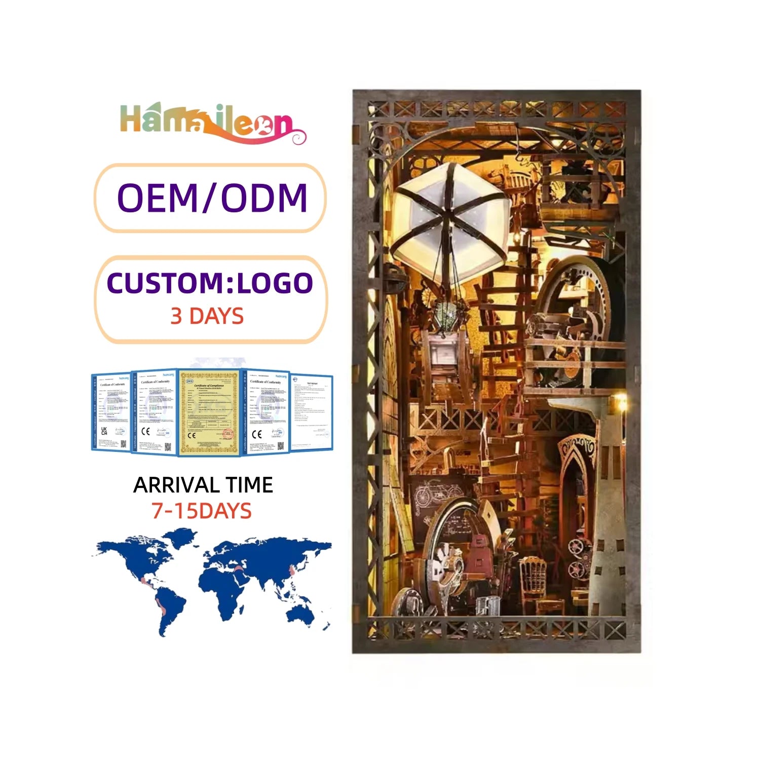 DIY Wooden Book Nook Kit Hamaileon 3D Puzzle Dollhouse For Adults Teens Kids Uncle Peter Warehouse