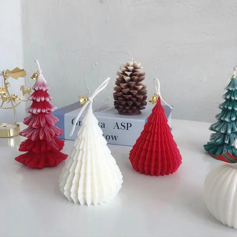 B-3484 Christmas Tree Niche Origami Pattern Aromatherapy Candle Abrasive Creative Christmas Tree DIY Candle Silicone Mold