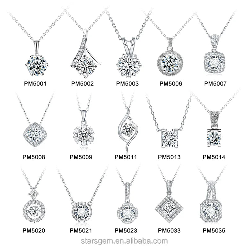 Starsgem Wholesale Price Multiple Choices 1ct 2ct 3ct  Moissanite Silver 925  Women Jewellery Necklace for Women