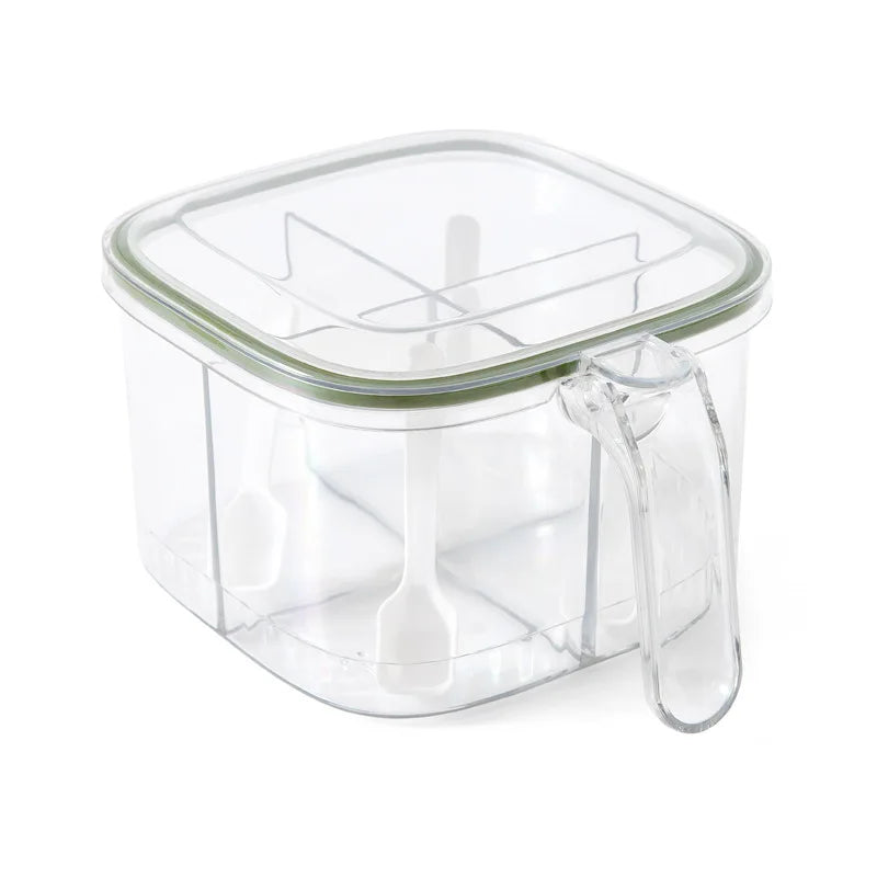 Wholesale Fixed 4 Holes Refillable Seasoning Container Clear PET Spice Jars Kitchen Accessories