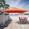 MOMODA Modern Orange Fabric Sun Umbrella Outdoor Waterproof Parasol and Aluminum Pole Plastic Base for Hotels