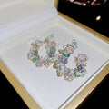 INS Zircon Diamond Irregular U-Shaped Exaggerated Earrings Wholesales Elegant Pink Crystal 18k  Earrings