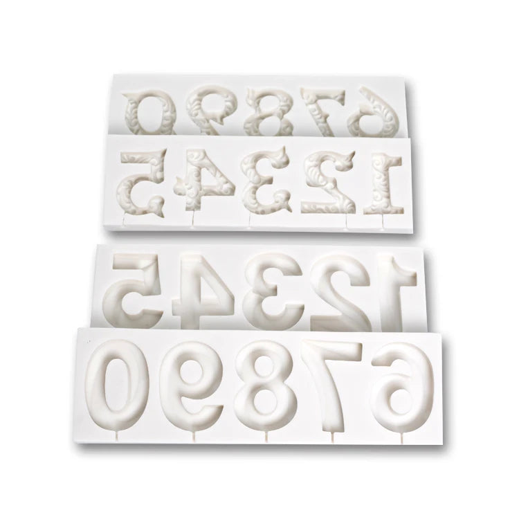 YS 0-9 Numbers Birthday Digital Molds Lollipop Mould Birthday Cake Decoration Candle Mold DIY Chocolate Silicone Mold Cake Tools