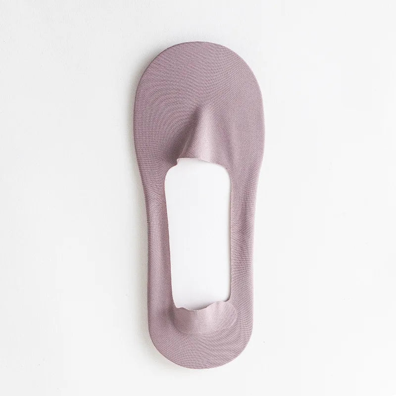 Spring and Summer Thin Section Breathable Ce Silk Shallow Socks  Ladies Solid Color Boat  Low Cut Socks