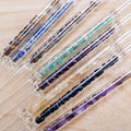 Natural Healing Crystal Glass Straws Crystal Gravel Tumbler Straw Chakra Energy Gemstone Drinking Straws Food Safe and BPA Free