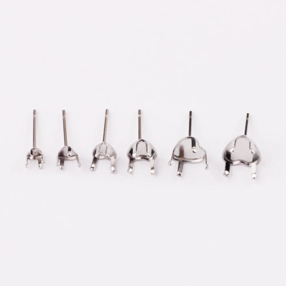 DIY Jewelry Making Stainless Steel Back Stopper Stud Ear Claws Heart Shape Earring Blank Base Earrings Back Posts