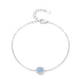 SL2042  925 Sterling Silver Trendy Round Sea Blue Zircon Chain Bracelet for Women Simple Design Statement Jewelry Party Gift