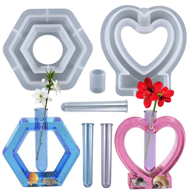 Vase Plant Holder Propagation Tubes Station Hydroponic Silicon Mould Cultivation Water Plant Flower Pot Silicone Resin Mold