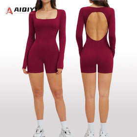 2539 Yoga Jumpsuit Athletic One Piece Workout Rompers Fitness Wear Backless Sports Unitard Yoga Set