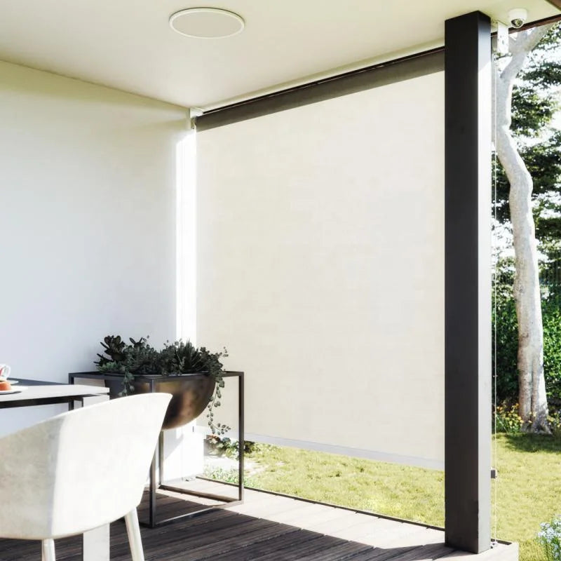 Electric Sunscreen Windproof Waterproof Color Blackout Fabric Tubular Motor Roller Blind Zip Screen
