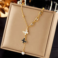 High-End Titanium Steel Clavicle Chain Shell New Style Light Luxury Link Chain Butterfly Square Zircon Heart Pendant Buddhism
