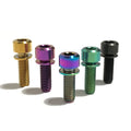 Blue Black Rainbow Gold Ti Titanium Bolts M5x16/18/20M6x16/18 Conical Head Screws with Washer for Bicycle Stems"