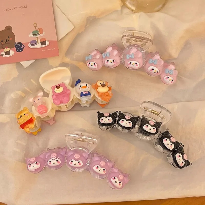 2023 New Europe and America Style Fresh Popular Fancy Cute Cartoon Character Combination Metal Plastic Hair Claws for Women Girl