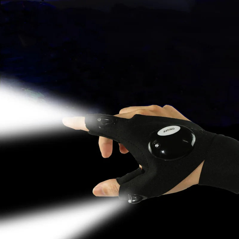 2024 New LED Outdoor Luminous Fishing Gloves Half Finger Light Gloves Night Fishing Finger Light Gloves Wholesale