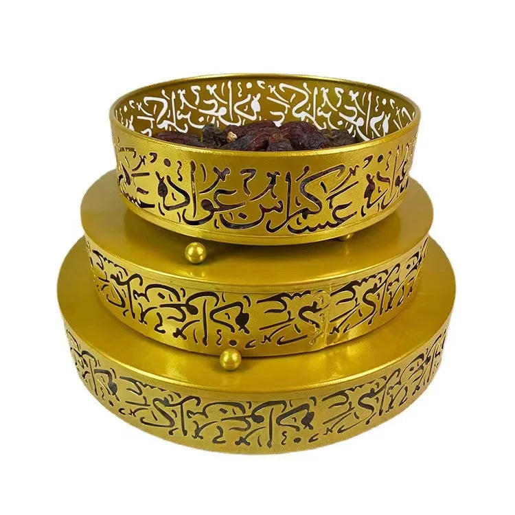 2023 Eid Mubarak Ramadan Tray Metal Dinner Plate Home Ornaments Ramadan Decoracion Supplies