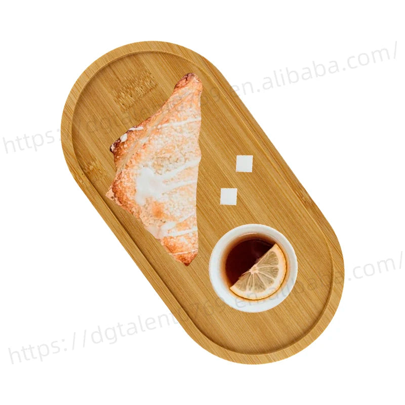 Tailai Eco-Friendly Bamboo Serving Tray & Platter Natural Oval Contemporary Design Home Kitchen Camping Outdoor Use
